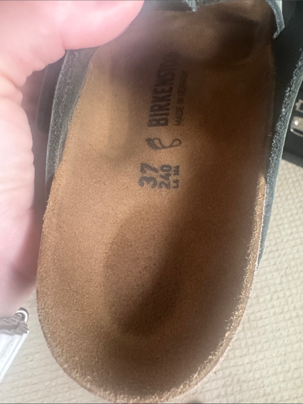 Birkenstock Arizona Suede Sandals with Gold Buckles -  Green - Picture 4 of 4